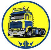 Autocollant V8 POWER jaune/bleu