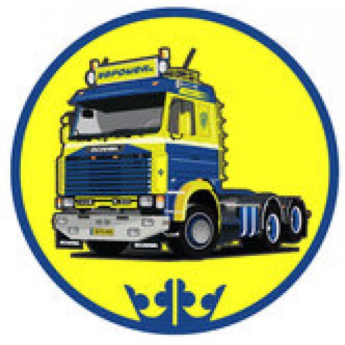 Autocollant V8 POWER jaune/bleu