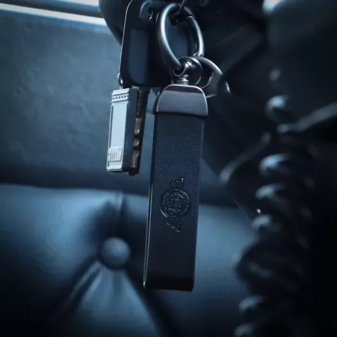 Porte clef en cuir truckjunkie noir