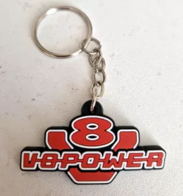 Porte clef V8 power rouge