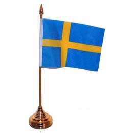 Drapeaux Suède avec support plastique 31cm de haut