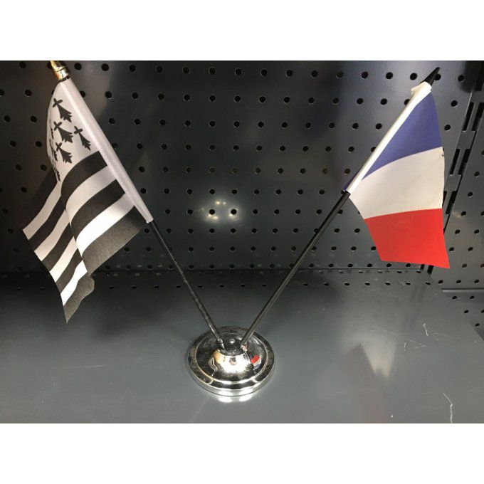 Drapeaux france bretagne sur socle