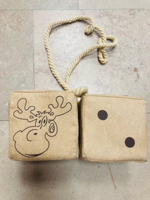 Dés en tissus beige elan en marron 10X10cm