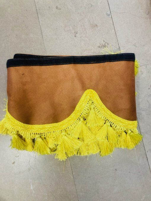 Frange gamme aux10 10 arches cognac pompon jaune