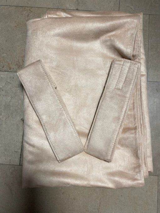 Rideaux de côté gamme aux10 doubler même tissus beige 90cm STOCK