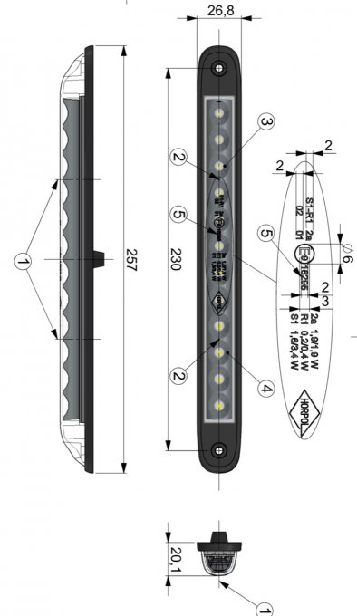 Feu multifonctions clignotant position stop 