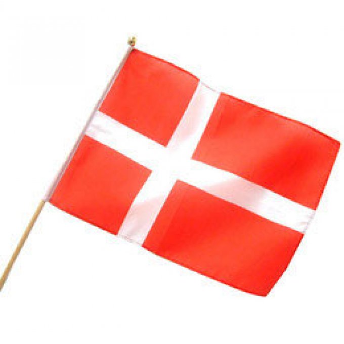DRAPEAU 30X45CM MANCHE EN BOIS DANEMARK