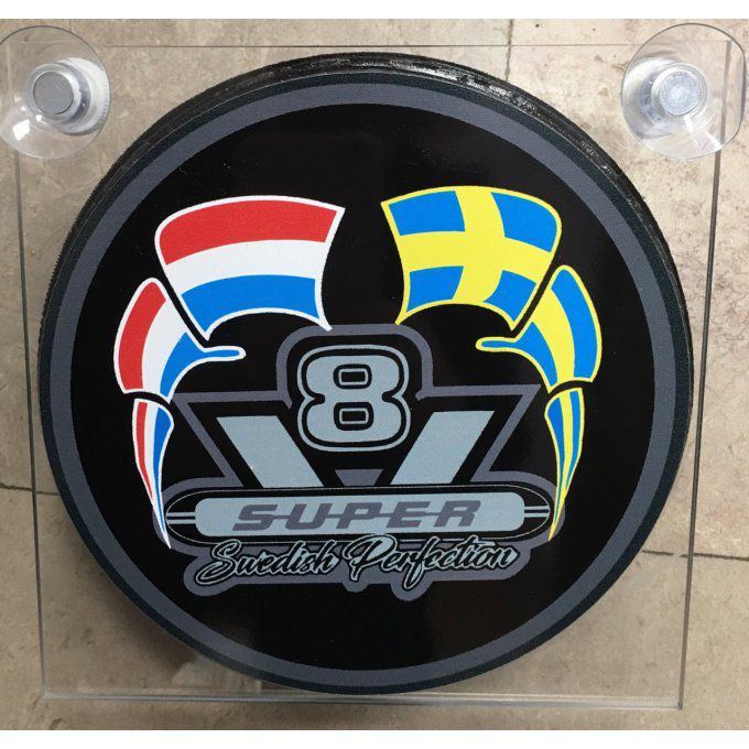 Plaque lumineuse V8 drapeaux 17X17CM