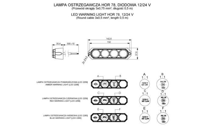 Feux 4 led orange horpol LDO 2258