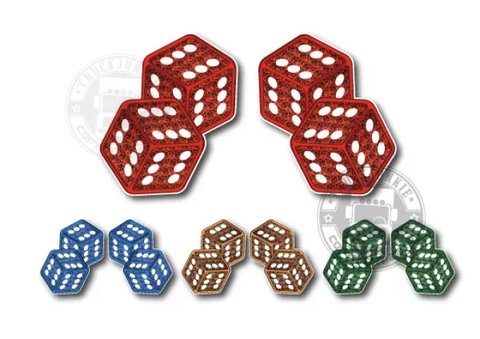 Autocollant dés bleu 