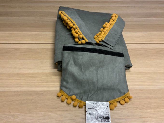 Rideaux lot 9 pièces gamme aux10 non doubler gris boule jaune 