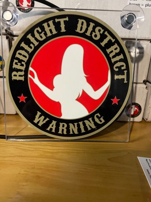 plaque lumineuse 24V red light district warning 