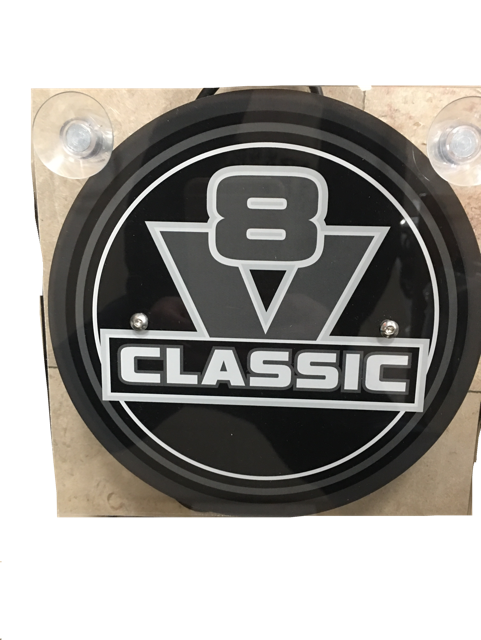 Plaque lumineuse luxe V8 classic noir 18X18cm