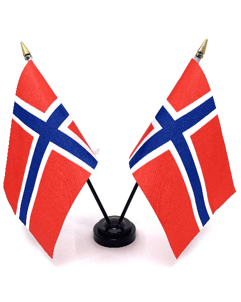 Drapeaux sur socle noir Norvége