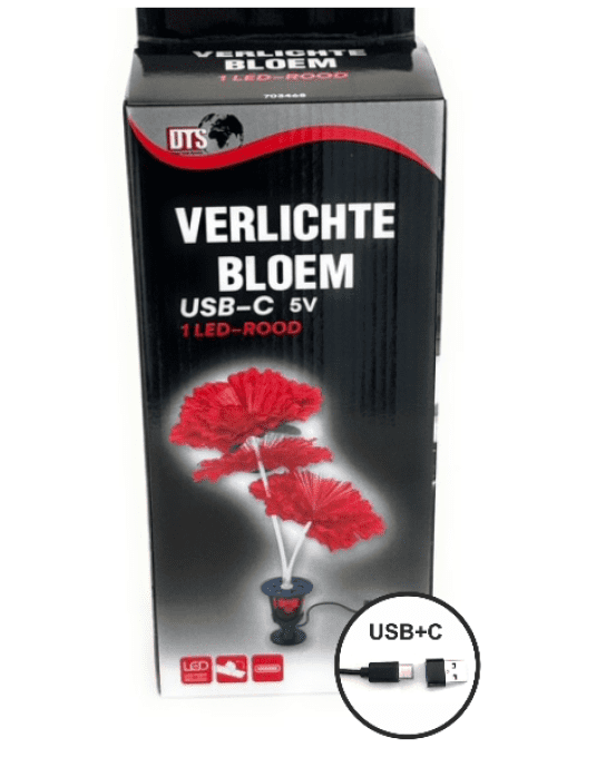 Fleur rouge en USB + USB/C