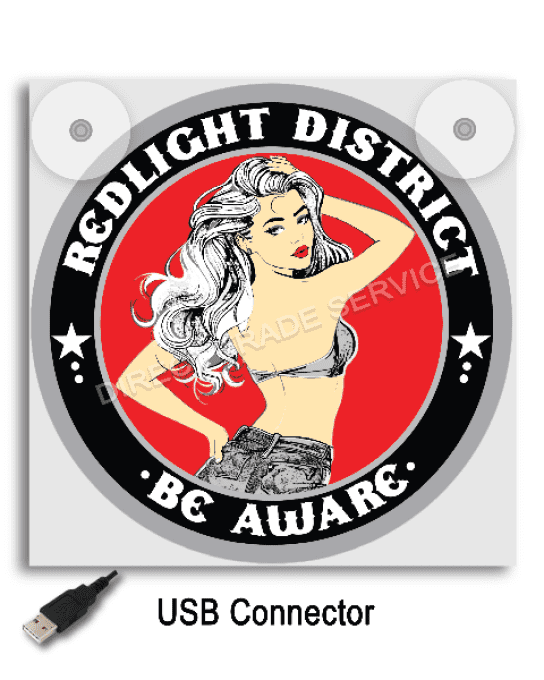 Plaque de côte redlight district usb 17x17cm
