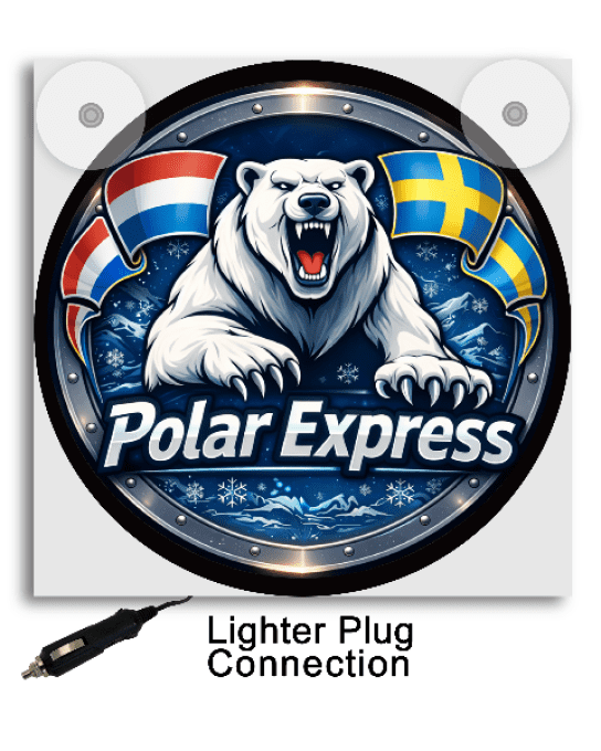 Plaque lumineuse polar express 17x17cm