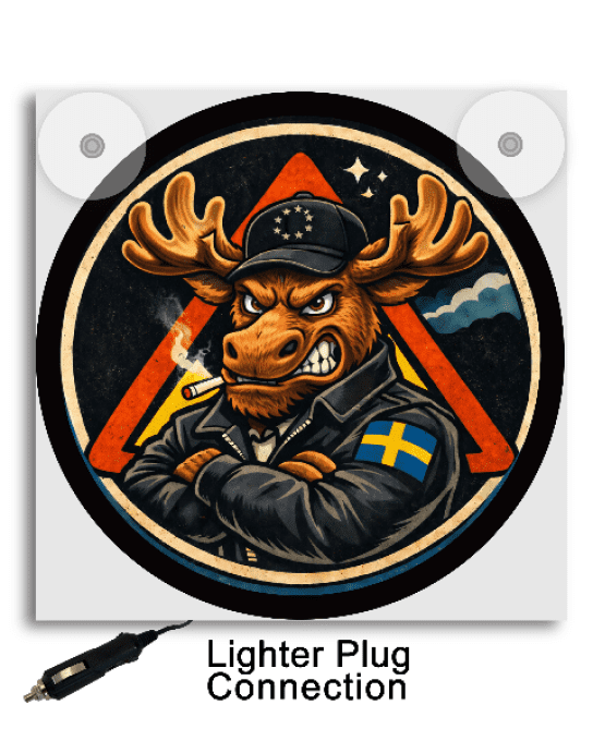 Plaque lumineuse Angry moose 17x17cm