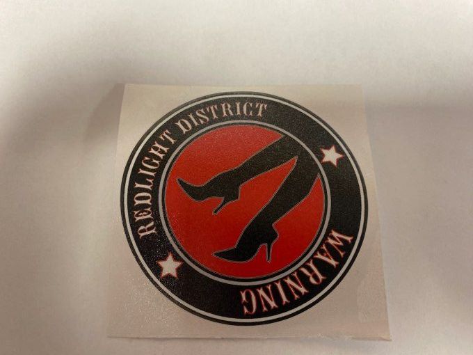 Autocollant redlight district 8cm