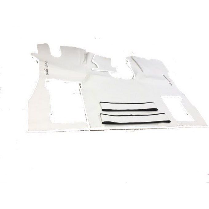 Tapis + bas de siege gamme aux10 lisse blanc contour noir S avec siège strapotin